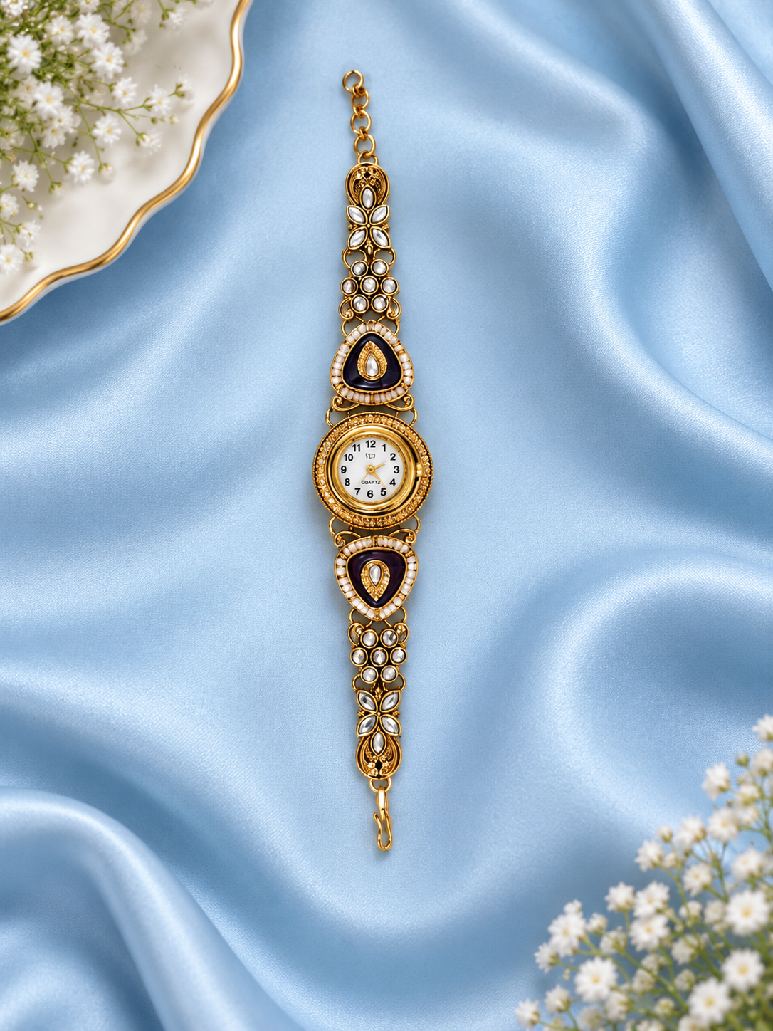 Kundan stone with purple enamel